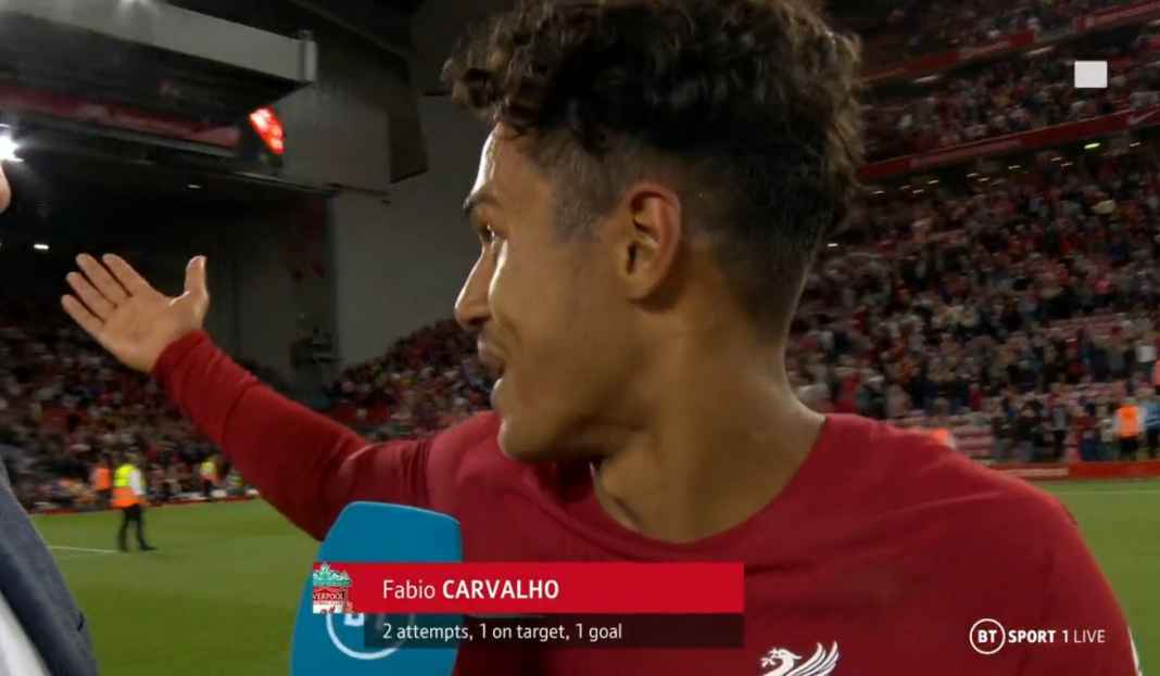 Carvalho bicarakan gol kemenangan Cetak Gol Penentu Kemenangan, Fabio Carvalho Puji Dampak Dukungan Fans Liverpool