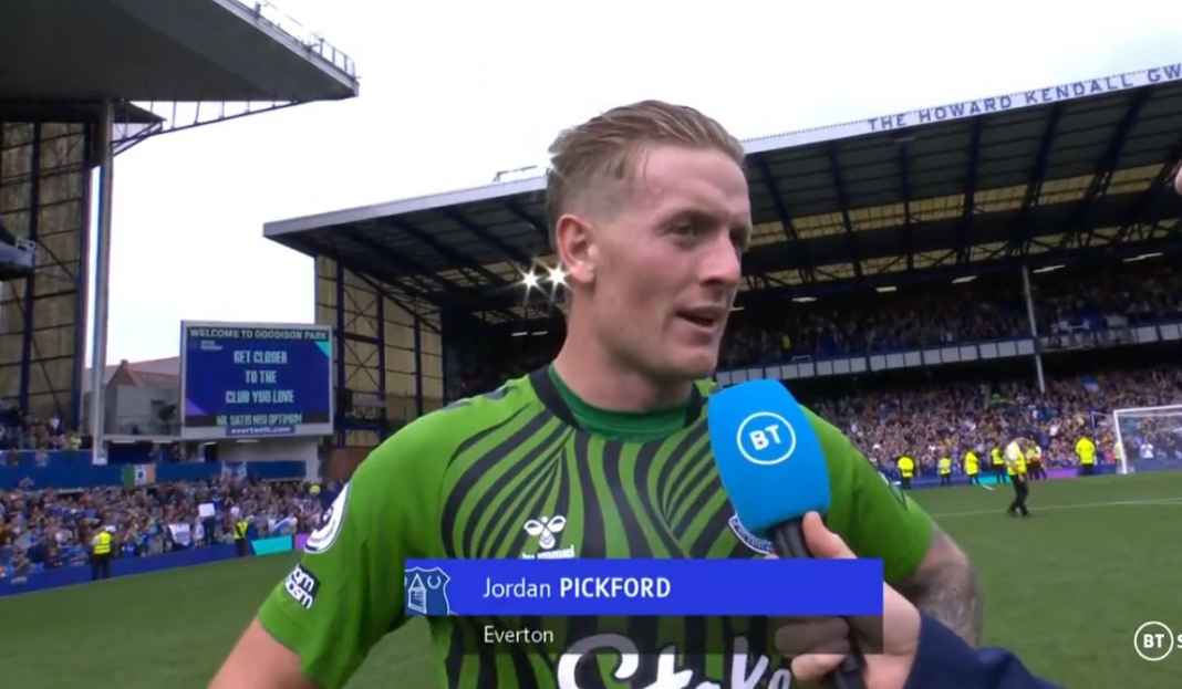 Pickford senang bisa clean sheet Jadi Pahlawan Hasil Imbang Everton, Jordan Pickford Puji Mentalitas Rekan-Rekannya