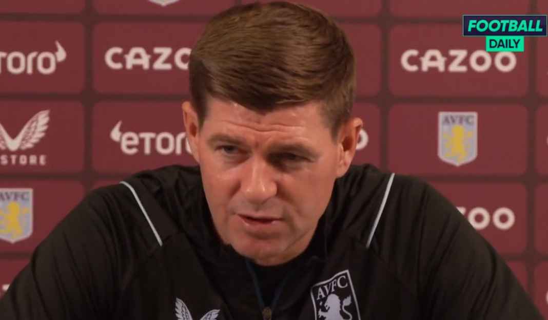 Gerrard dalam konferensi pers Villa Steven Gerrard Beri Update Kondisi Skuad Aston Villa Jelang vs Nottingham Forest