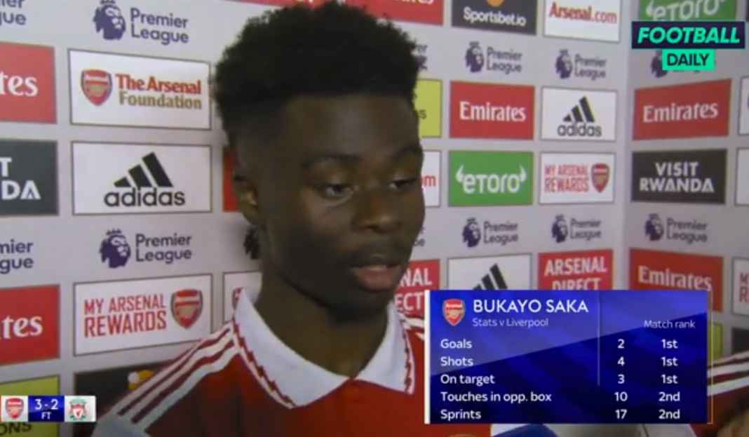 reaksi Saka usai Arsenal menang Bukayo Saka Sebut Arsenal Makin Pede Usai Kalahkan Liverpool, Optimis Juara Nih?