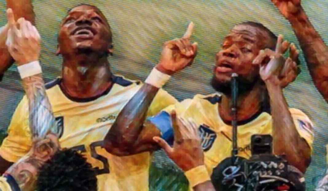 Skuad Timnas Ekuador rayakan gol mereka