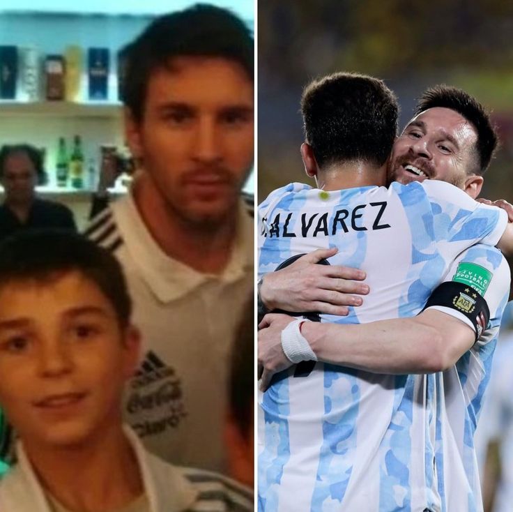 Dulu foto bersama sang idola, kini bermain bersama sang idola, Julian Alvarez kecil bersama Lionel Messi