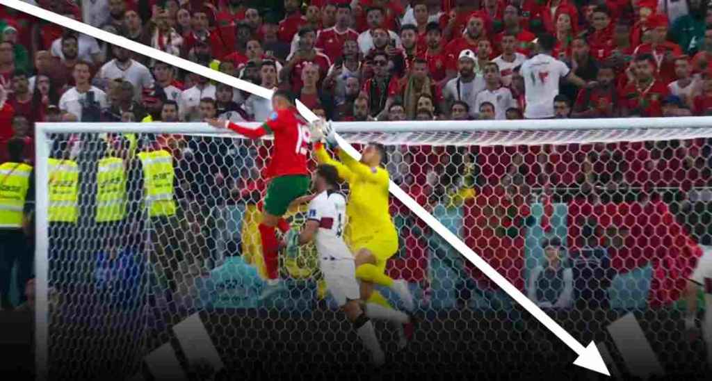 Gol di babak pertama yang dicetak oleh Youssef En-Nesyri, skor 1-0 Maroko vs Portugal di Piala Dunia 2022