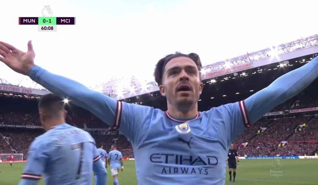Jack Grealish saat rayakan gol ke gawang Manchester United Sama-Sama Kalah di Derby, Tim Pep Guardiola dan Antonio Conte Bakal Usung Misi Bangkit
