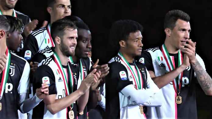 Para pemain Juventus dalam perayaan Scudetto tahun 2019