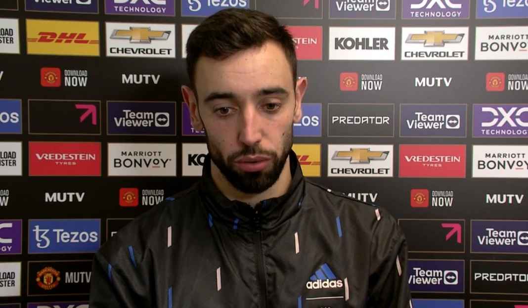 Bruno Fernandes di konferensi pers Bruno Fernandes Bertekad Menangi Trofi Bagi Manchester United Usai Lolos ke Final