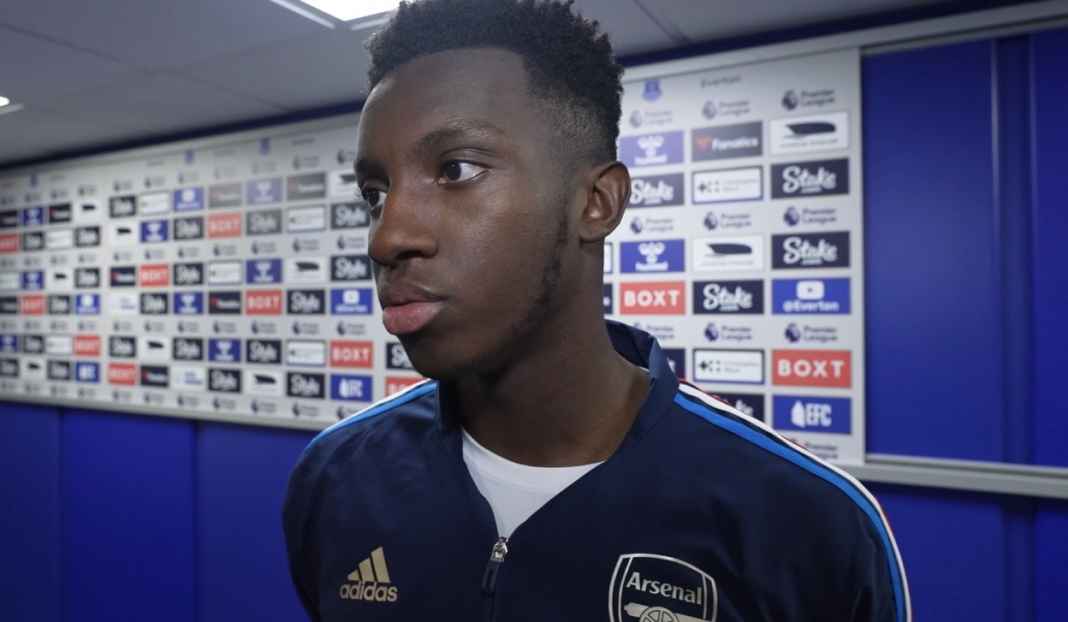 Eddie Nketiah di wawancara pasca laga Arsenal Eddie Nketiah Puji Taktik Everton, Akui Timnya Ceroboh dan Bermain Tidak Maksimal