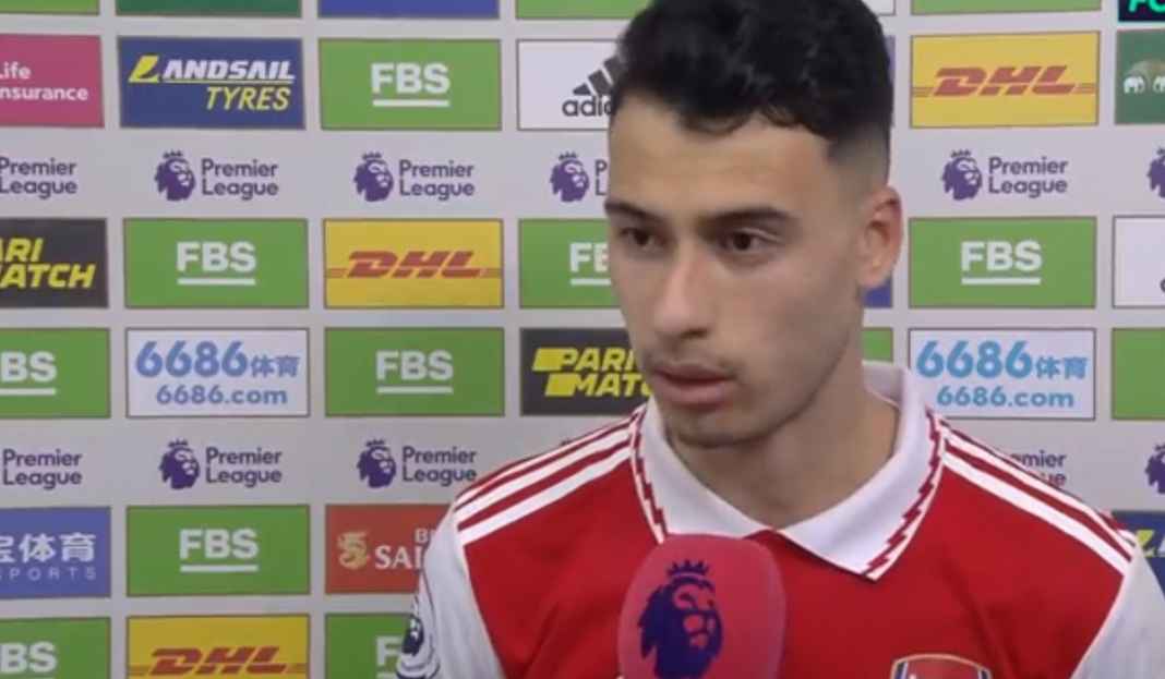 Gabriel Martinelli usai kemenangan Arsenal Martinelli Senang Cetak Gol Penentu Kemenangan Arsenal, Puji Umpan Trossard