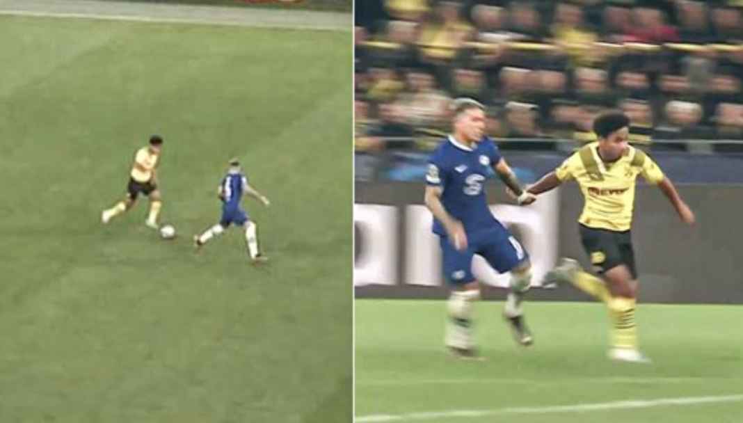 Karim Adeyemi saat melakukan aksi spektakuler solo run dan mencetak gol kemenangan di laga Borussia DOrtmund vs CHelsea di leg pertama babak 16 besar Liga Champions 2022-2023 Karim Adeyemi saat melakukan aksi spektakuler solo run dan mencetak gol kemenangan di laga Borussia DOrtmund vs CHelsea di leg pertama babak 16 besar Liga Champions 2022-2023