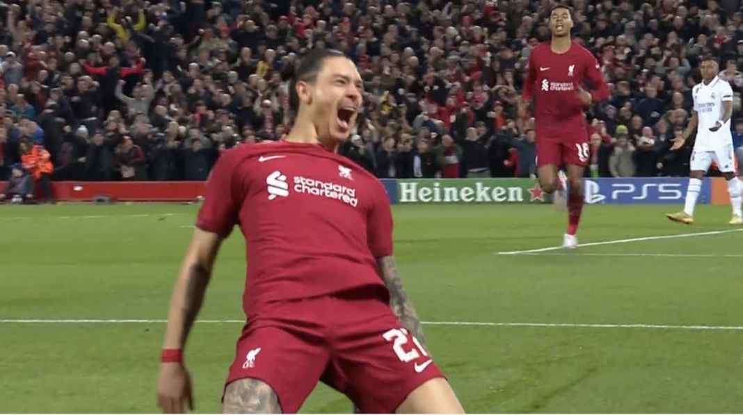 Perayaan gol Darwin Nunez Pakai Tumitnya, Darwin Nunez Cetak Gol Keempat di Liga Champions!