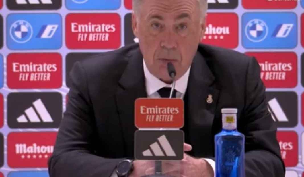 Carlo Ancelotti Sedang Konferensi Pers Setelah Real Madrid Menang Lawan Espanyol Carlo Ancelotti Lega Real Madrid Berhasil Bungkam Espanyol