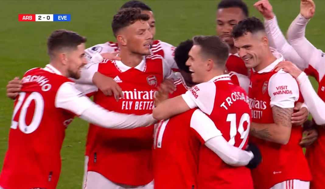 Para pemain Arsenal rayakan gol Prediksi Sporting CP vs Arsenal, Rekor Kandang Tim Portugal di Eropa Tidak Terlalu Bagus