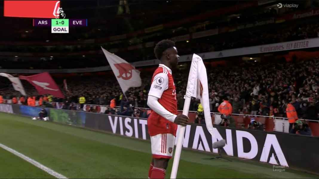 Perayaan gol Bukayo Saka 13 Laga Tersisa, Arsenal 5 Poin di Atas Manchester City, 11 Poin di Atas Manchester United