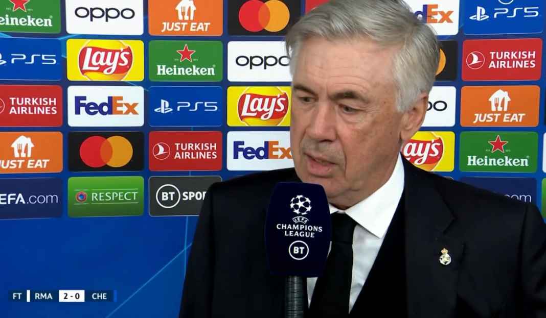 Carlo Ancelotti wawancara usai pertandingan Carlo Ancelotti Nilai Real Madrid Harusnya Bisa Menang Lebih Besar Atas Chelsea