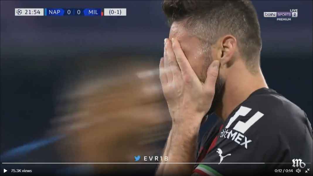 Gagal penalti Olivier Giroud menit 21 Olivier Giroud Gagal Penalti, Namun Menebus Kesalahannya Jelang Turun Minum