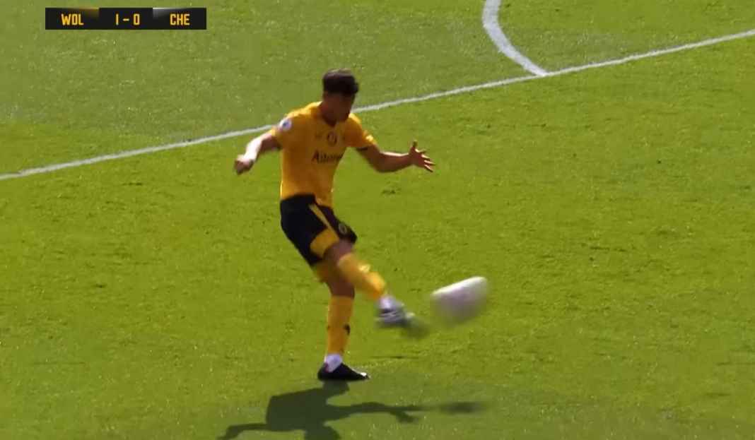 Matehus Nunes saat cetak gol ke gawang Chelsea Liverpool Fokus Kejar Gelandang Wolves Usai Mundur dari Transfer Jude Bellingham