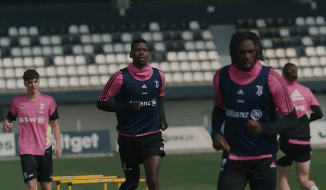 Moise Kean dan Paul Pogba di sesi laithan Juventus Prediksi Lazio vs Juventus, Le Aquile Ingin Perbaiki Rekor Kandang Kontra The Old Lady