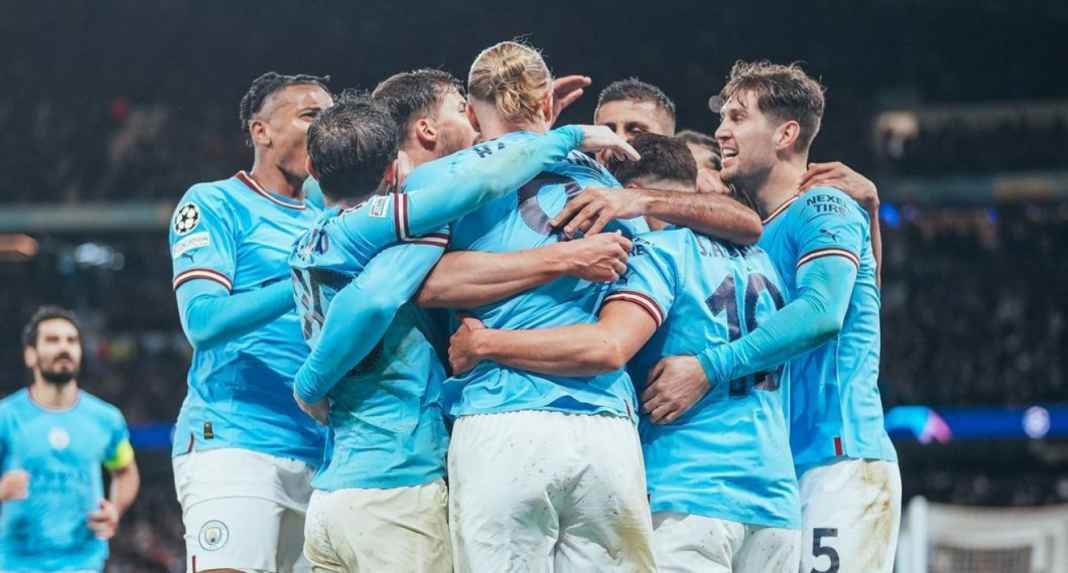 Pemain Manchester City saat merayakan kemenangan mereka melawan Bayern Munchen di Liga Champions