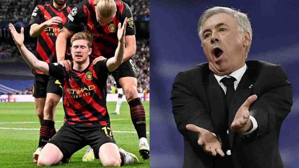 Gol Kevin De Bruyne Bikin Emosi Ancelotti di Leg Pertama Semifinal Liga Champions ANtara Real Madrid vs Manchester City - GILABOLA