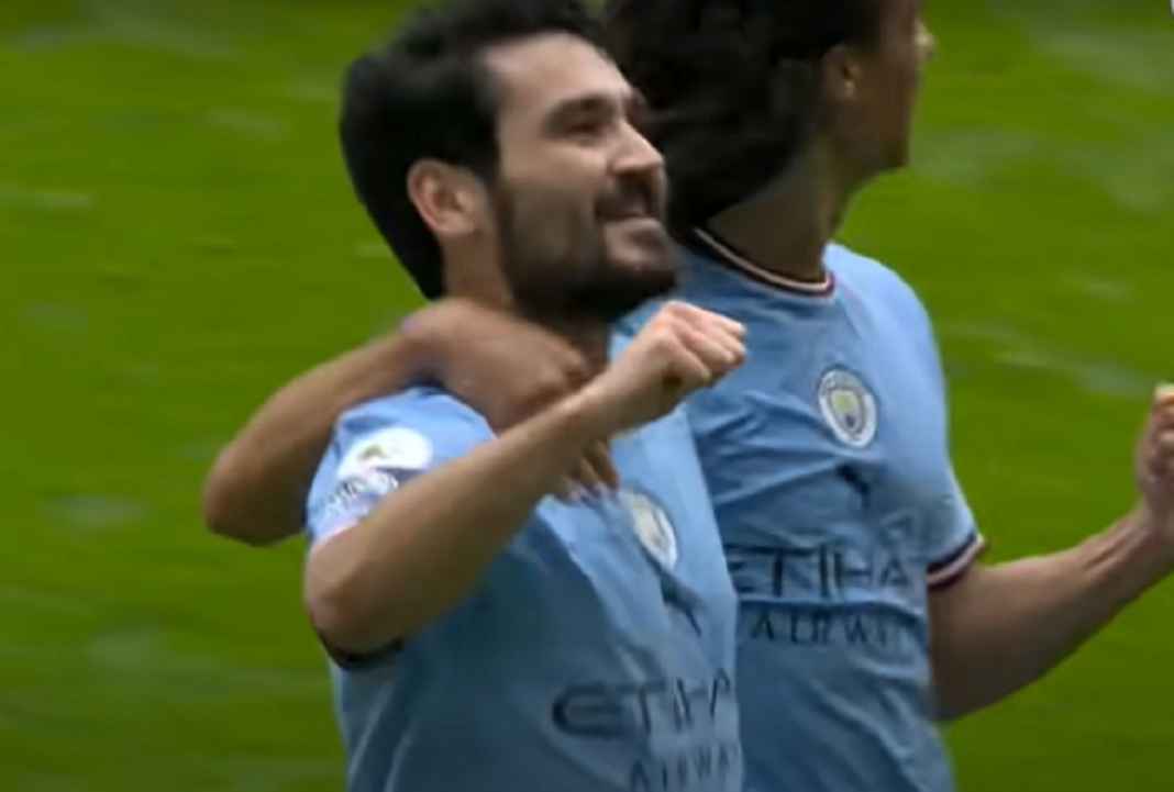 Ilkay Gundogan usai mencetak gol di laga melawan Leeds United Ilkay Gundogan usai mencetak gol di laga melawan Leeds United