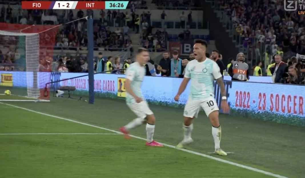 Lautaro Martinez rayakan gol di final Coppa Italia Prediksi Inter Milan vs Atalanta, Nerazzurri Hanya Butuh Satu Poin ke Liga Champions