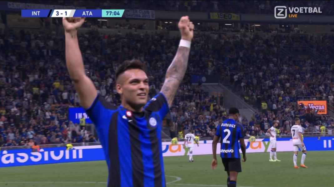 Lautaro Martinez rayakan golnya lawan Atalanta Kekalahan Atalanta di Tangan Inter Resmikan Empat Tim Wakil Serie A di Liga Champions
