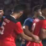 Ramadhan Sananta sesaat sebelum mencetak gol untuk Indonesia di menit ke-21