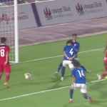 Titan Agung saat bukukan gol pembuka kemenangan Timnas Indonesia atas tuan rumah Kamboja