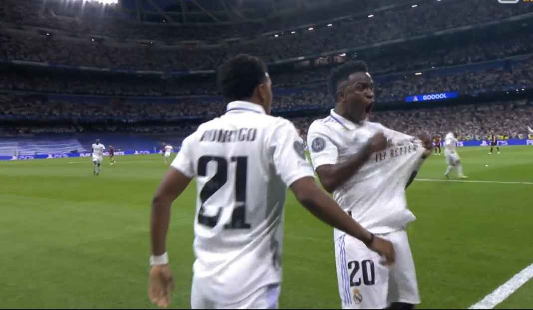 Vinicius Junior selebrasi bersama Rodrygo Goes Prediksi Real Madrid vs Getafe, Rebut Kembali Tempat Kedua La Liga, Los Blancos!