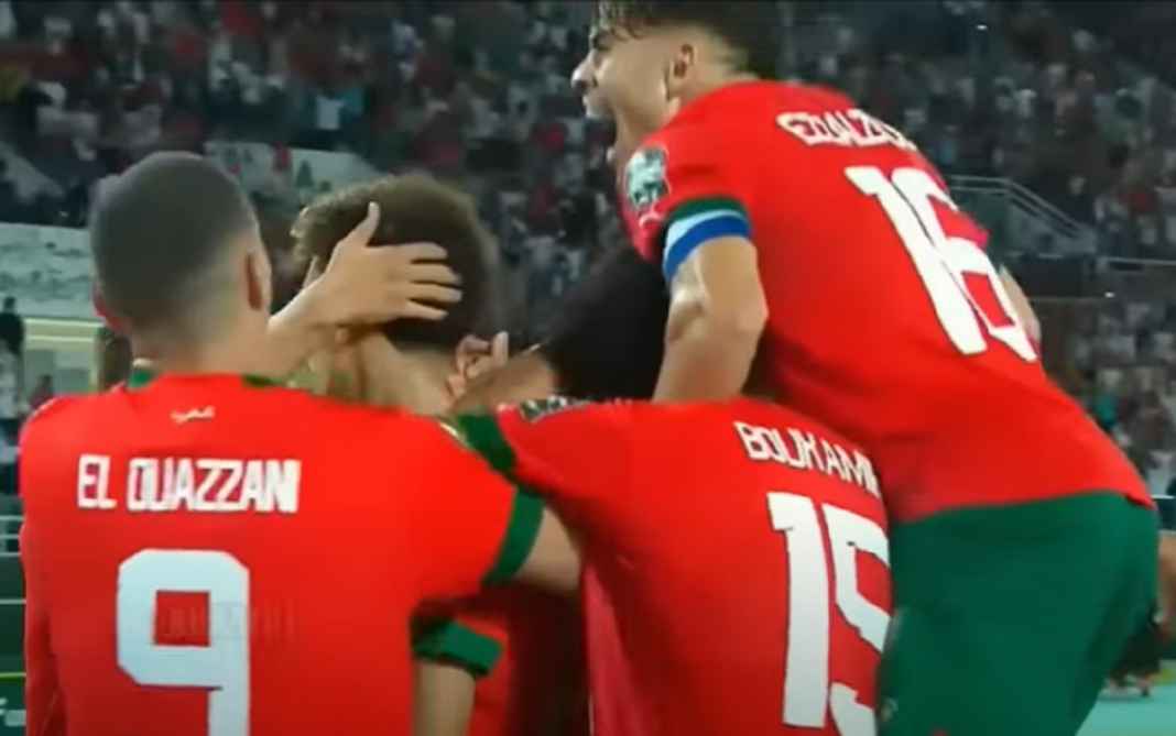 Abde Ezzalzouli saat rayakan gol kemenangan Maroko atas Mesir di final Piala Afrika U23 Abde Ezzalzouli saat rayakan gol kemenangan Maroko atas Mesir di final Piala Afrika U23