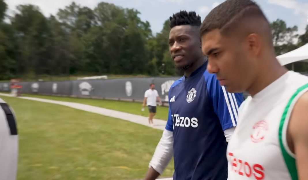 Andre Onana di latihan Manchester United Andre Onana Debut Untuk Manchester United di Laga Kontra Real Madrid Pagi Ini