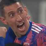 Angel Di Maria usai mencetak gol dalam sebuah laga