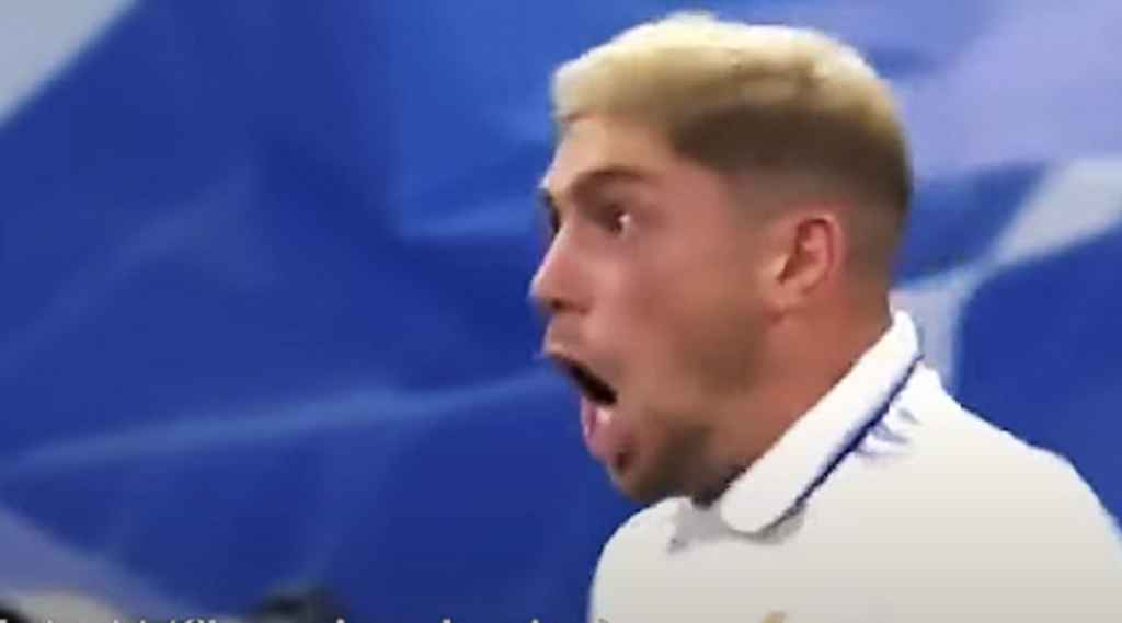 Federico Valverde usai mencetak gol untuk Real Madrid