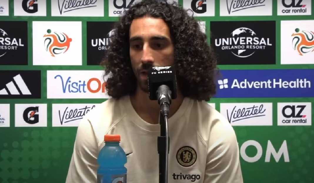 Marc Cucurella Sedang Konferensi Pers Marc Cucurella Hengkang dari Chelsea atau Tidak? Ini Penjelasannya