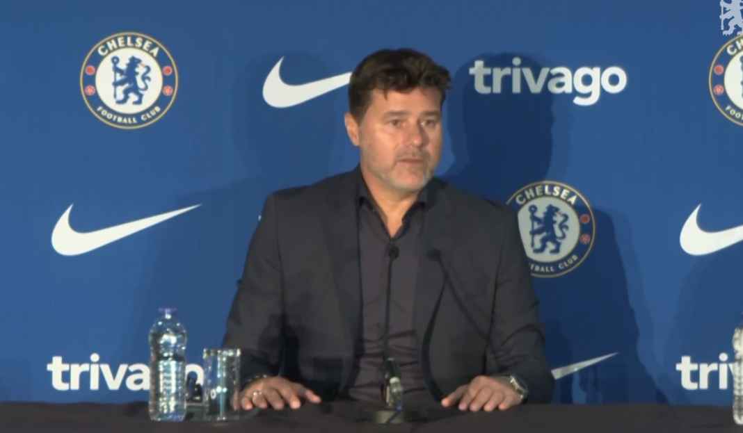 Mauricio Pochettino di konferensi pers Chelsea Mauricio Pochettino Janji Menangkan Trofi Untuk Chelsea, Optimis Bisa Sukses Besar