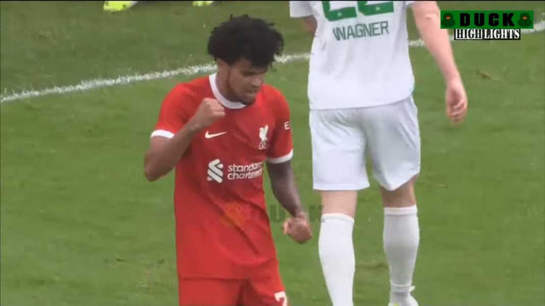 Perayaan gol Luis Diaz ke gawang Greuther Furth Eksperimen yang Dilakukan Klopp Gagal, Liverpool Imbang di Tanah Jerman