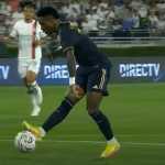 Vinicius Junior saat mencetak gol untuk Real Madrid di laga persahabatan vs AC Milan