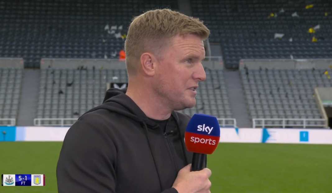 Eddie Howe bicara tentang kemenangan Newcastle Eddie Howe Puji Ketenangan Sandro Tonali Usai Newcastle Gulung Tim Unai Emery 5-1