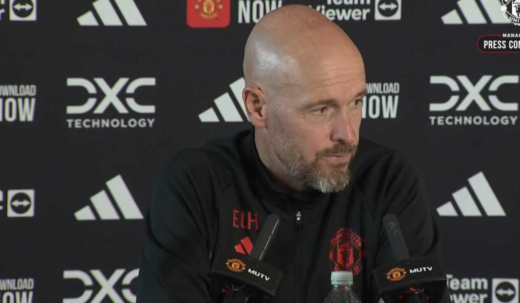 Erik ten Hag di konferensi pers Manchester United Erik ten Hag Update Kondisi Skuad Setan Merah Jelang Laga Kontra Nottingham Forest