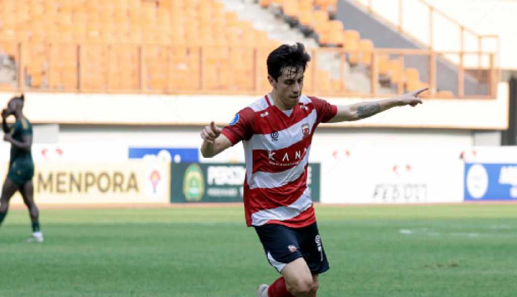 Francisco Rivera pencetak brace untuk Madura United ke gawang Persikabo 1973 - sumber foto MaduraUnitedFC