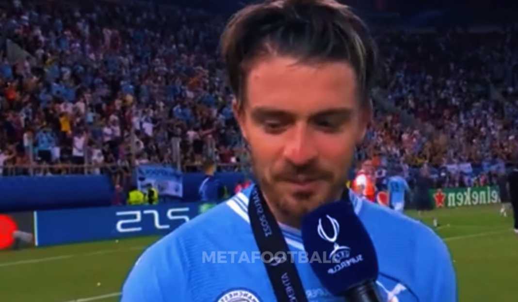 Jack Grealish dalam wawancara usai pertandingan Manchester City Jack Grealish Sangat Senang Manchester City Juarai Liga Super Eropa Pertama Mereka