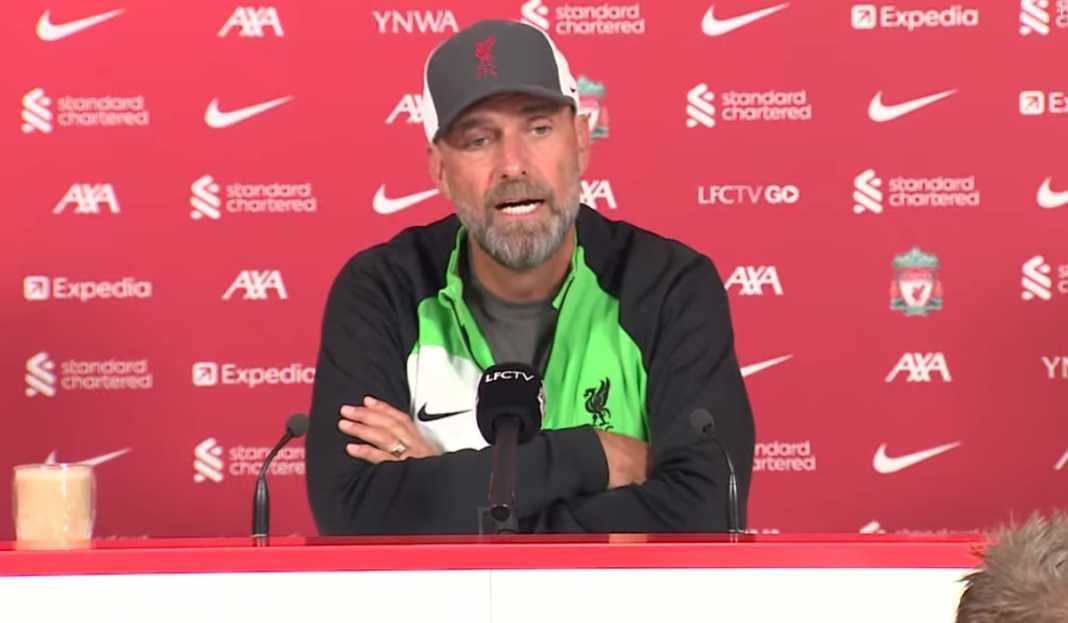 Jurgen Klopp di konferensi pers Liverpool Jurgen Klopp Ungkap Pandangannya Jelang Laga Pembuka Timnya Kontra Chelsea