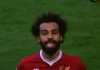 Mohamed Salah usai mencetak gol untuk Liverpool