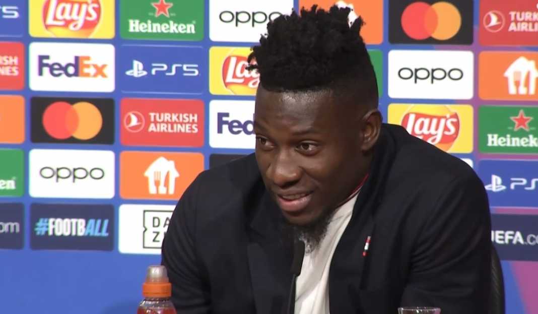 Andre Onana di konferensi pers Liga Champions Andre Onana Bicara Tantangan Menggantikan David De Gea di Manchester United