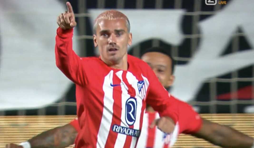 Antoine Griezmann saat rayakan gol ke gawang Rayo Vallecano Prediksi Liga Spanyol : Atletico Habis Pesta Tujuh Gol, Sevilla Terdampar di Dasar Klasemen