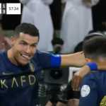 Cristiano Ronaldo usai menyumbang assist untuk gol Otavia di laga Al-Hazm vs Al-Nassr