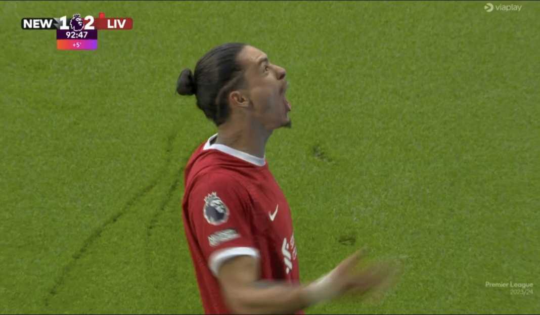 Darwin Nunez rayakan gol ke gawang Newcastle United Prediksi Liga Inggris : Dalam 11 Pertemuan Melawan Villa, The Reds Menang Sembilan Kali