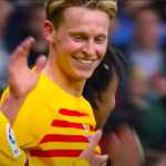 Frenkie de Jong usai terciptanya gol Barcelona