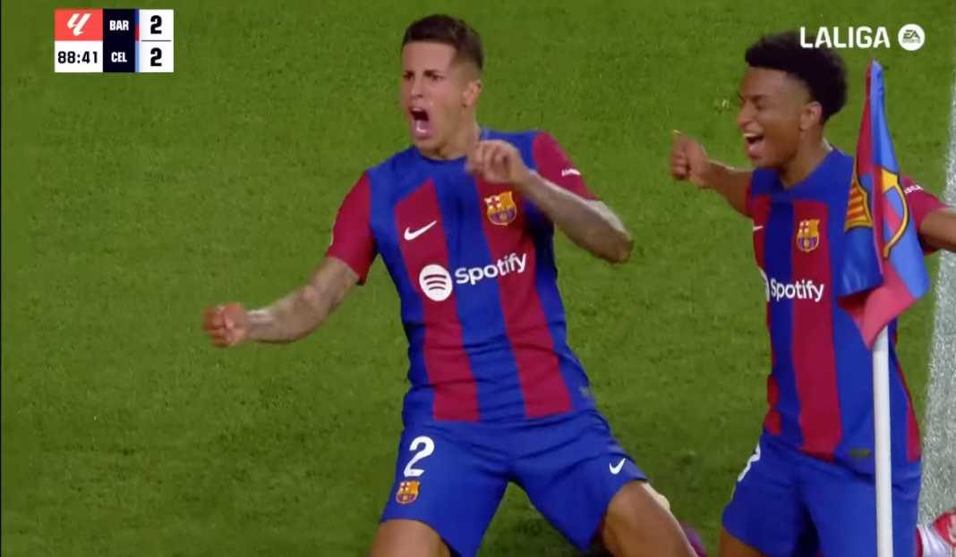 Joao Cancelo rayakan gol bersama Alejandro Balde Barcelona Menuju Kemenangan Meyakinkan: Rekor 11 Menang Beruntun Atas Mallorca
