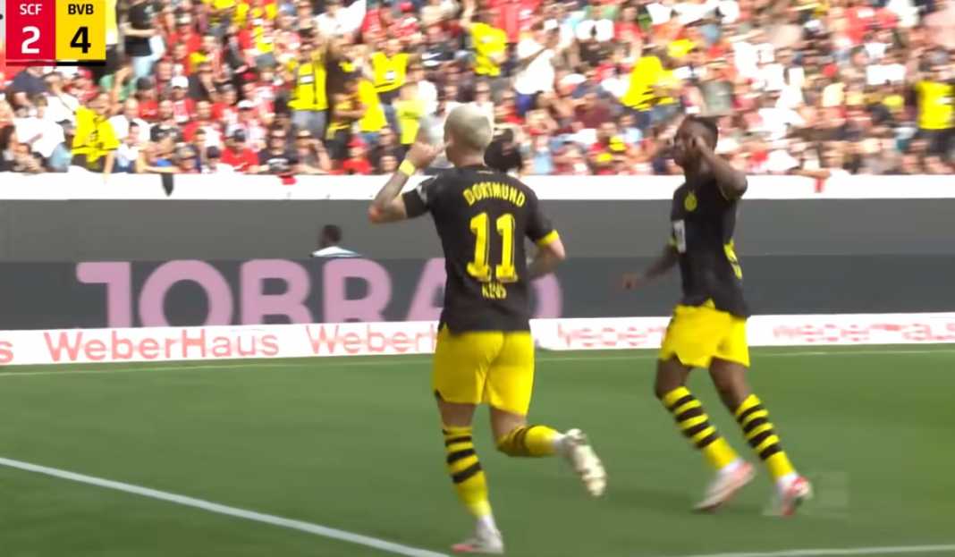 Marco Reus rayakan gol untuk Dortmund Prediksi Liga Jerman : Dortmund Pede Usai Menangi Sembilan dari 10 Laga Kontra Wolfsburg